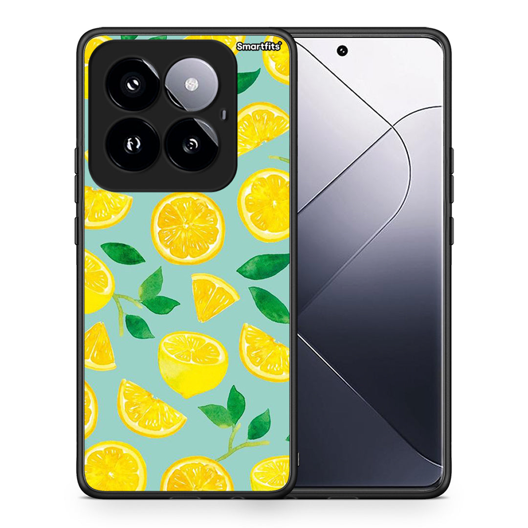 Θήκη Xiaomi 14 Pro 5G Lemons από τη Smartfits με σχέδιο στο πίσω μέρος και μαύρο περίβλημα | Xiaomi 14 Pro 5G Lemons case with colorful back and black bezels