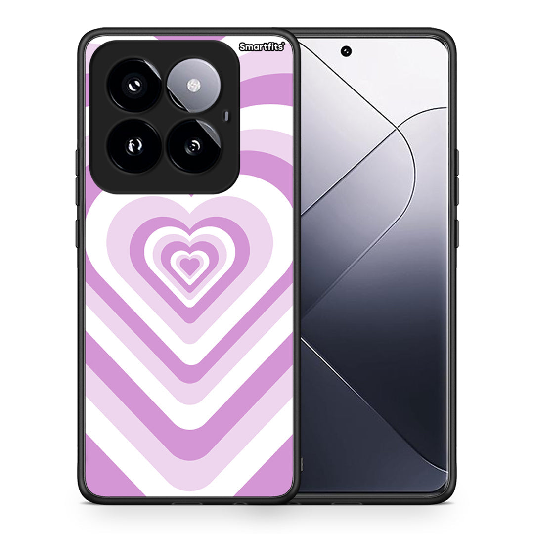 Θήκη Xiaomi 14 Pro 5G Lilac Hearts από τη Smartfits με σχέδιο στο πίσω μέρος και μαύρο περίβλημα | Xiaomi 14 Pro 5G Lilac Hearts case with colorful back and black bezels