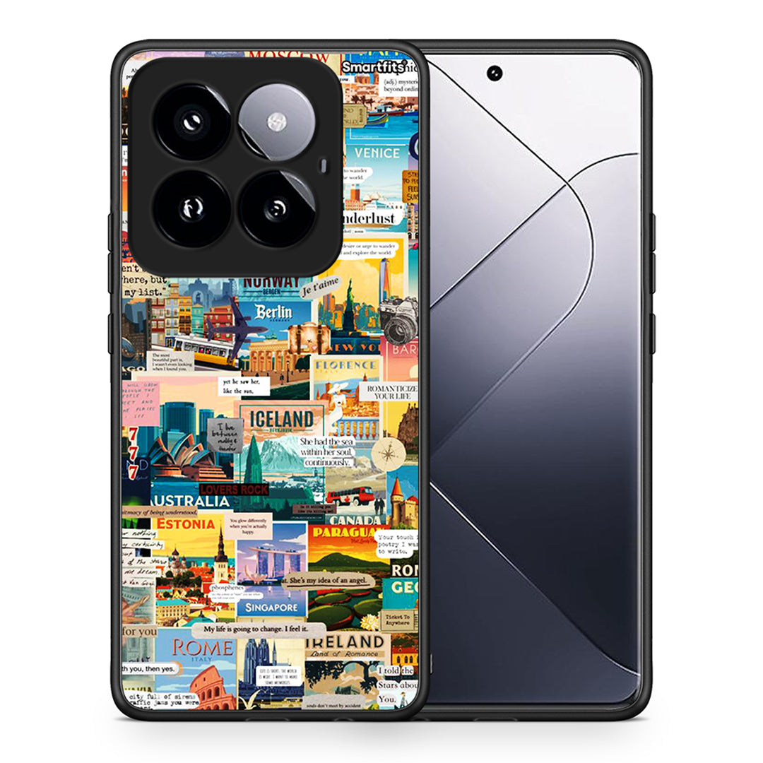 Θήκη Xiaomi 14 Pro 5G Live To Travel από τη Smartfits με σχέδιο στο πίσω μέρος και μαύρο περίβλημα | Xiaomi 14 Pro 5G Live To Travel case with colorful back and black bezels