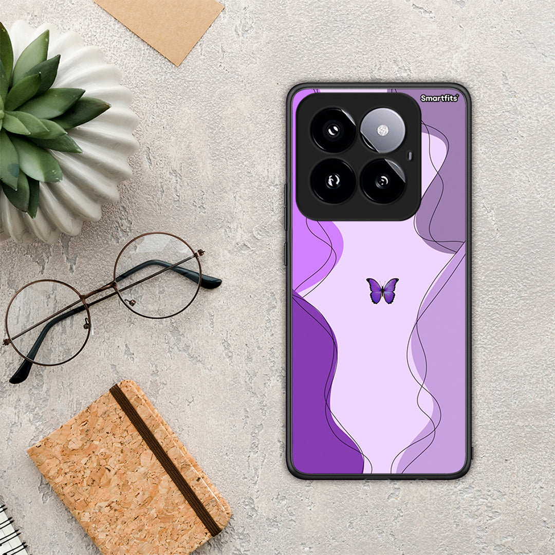 Purple Mariposa - Xiaomi 14 Pro 5G θήκη