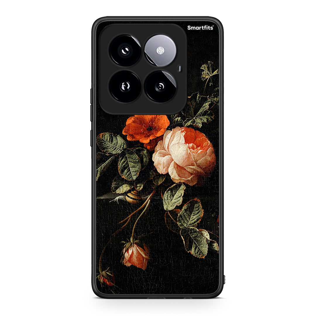 Xiaomi 14 Pro 5G Vintage Roses θήκη από τη Smartfits με σχέδιο στο πίσω μέρος και μαύρο περίβλημα | Smartphone case with colorful back and black bezels by Smartfits
