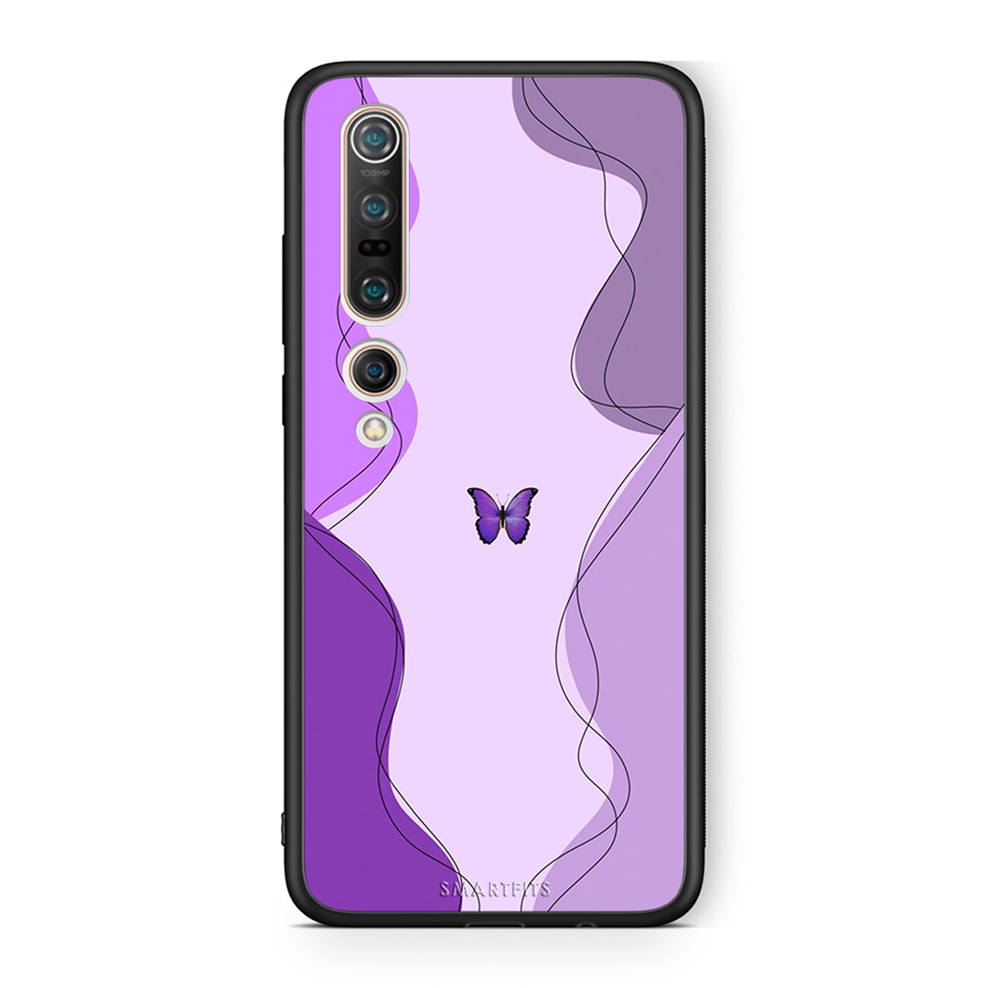 Xiaomi Mi 10 Pro Purple Mariposa Θήκη Αγίου Βαλεντίνου από τη Smartfits με σχέδιο στο πίσω μέρος και μαύρο περίβλημα | Smartphone case with colorful back and black bezels by Smartfits