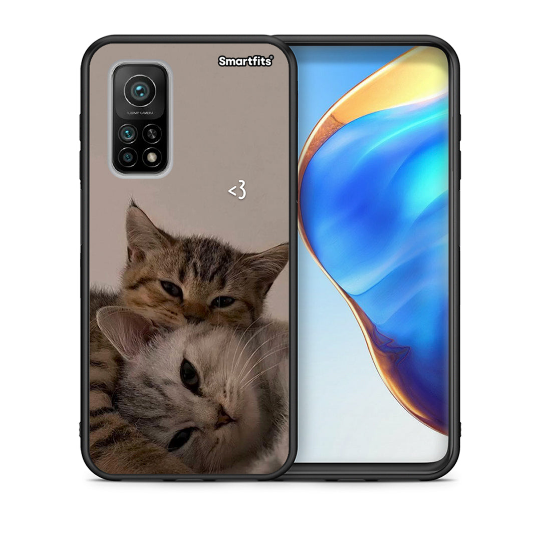 Θήκη Xiaomi Mi 10T / 10T Pro Cats In Love από τη Smartfits με σχέδιο στο πίσω μέρος και μαύρο περίβλημα | Xiaomi Mi 10T / 10T Pro Cats In Love case with colorful back and black bezels