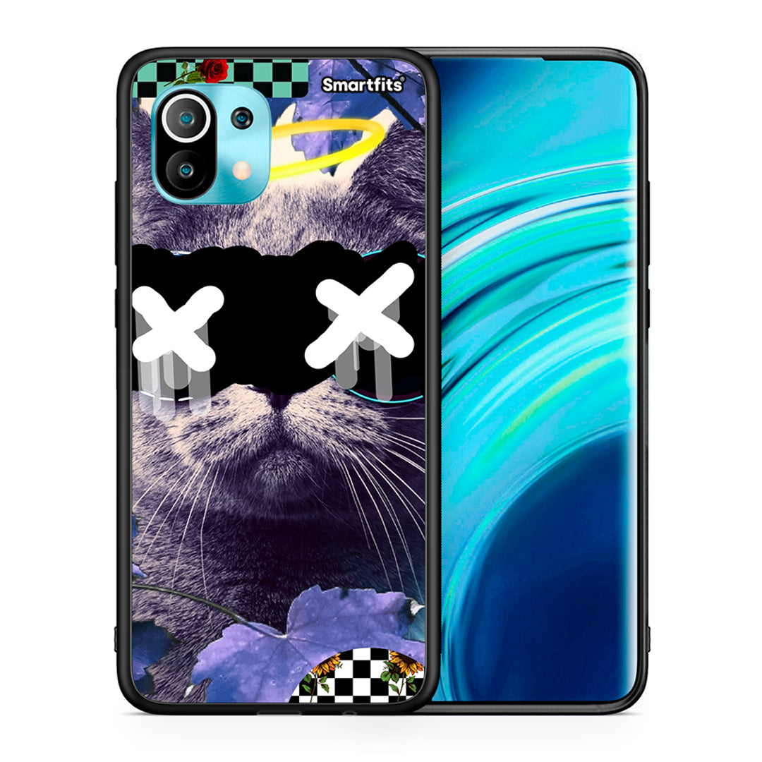 Θήκη Xiaomi Mi 11 Cat Collage από τη Smartfits με σχέδιο στο πίσω μέρος και μαύρο περίβλημα | Xiaomi Mi 11 Cat Collage case with colorful back and black bezels