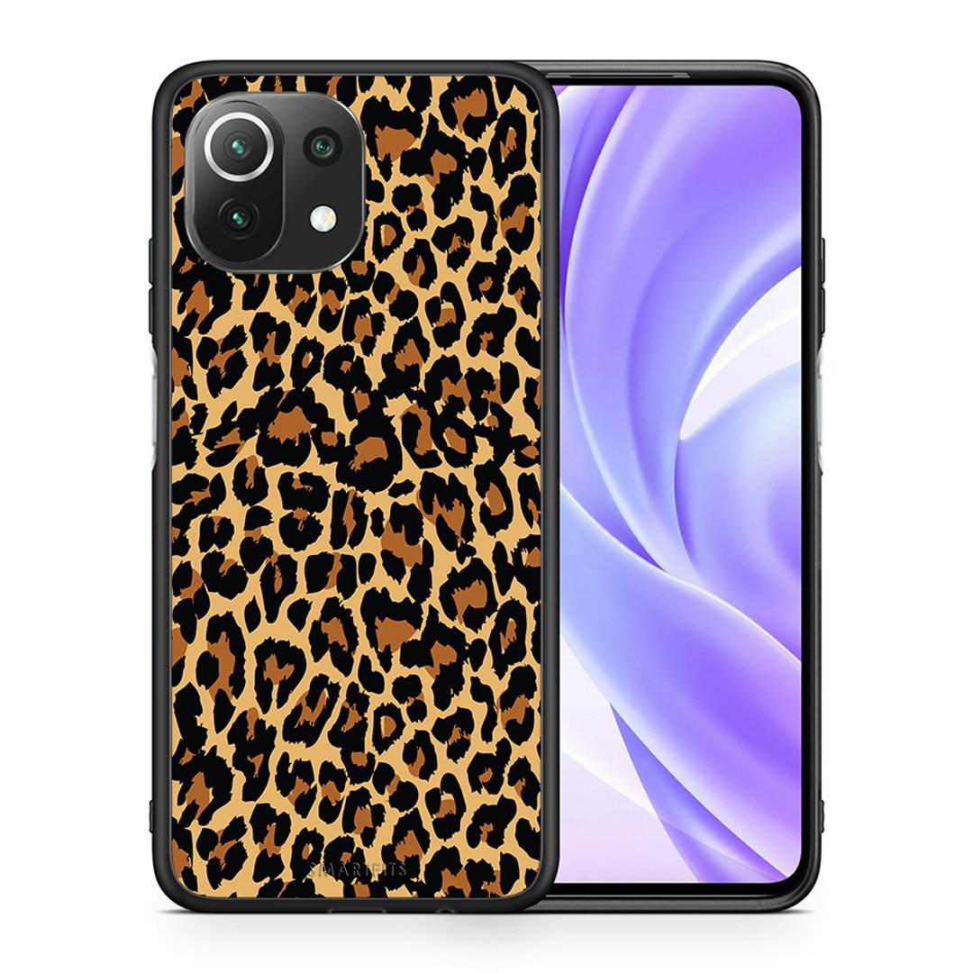 Θήκη Xiaomi 11 Lite/Mi 11 Lite Leopard Animal από τη Smartfits με σχέδιο στο πίσω μέρος και μαύρο περίβλημα | Xiaomi 11 Lite/Mi 11 Lite Leopard Animal case with colorful back and black bezels