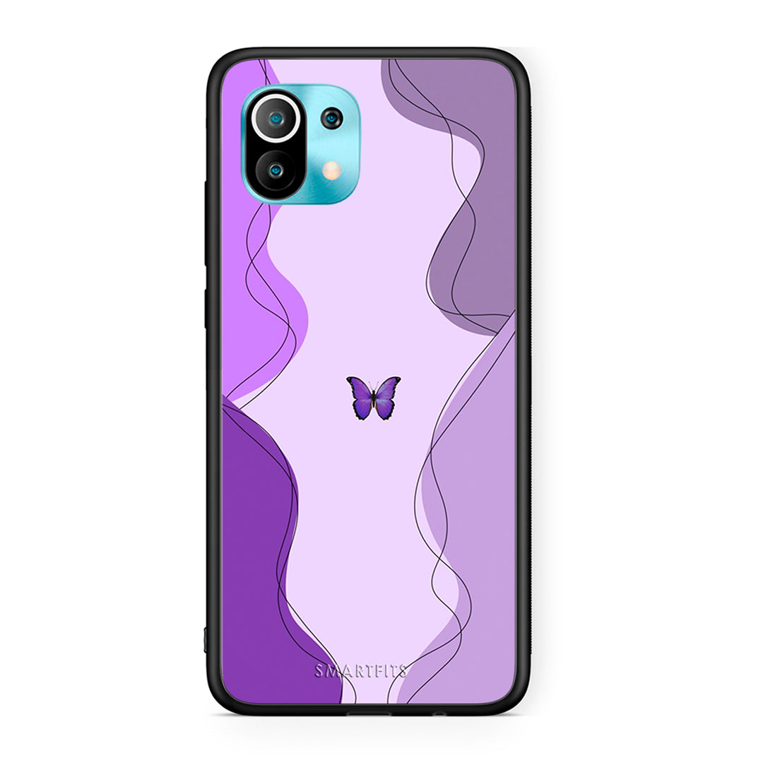 Xiaomi Mi 11 Purple Mariposa Θήκη Αγίου Βαλεντίνου από τη Smartfits με σχέδιο στο πίσω μέρος και μαύρο περίβλημα | Smartphone case with colorful back and black bezels by Smartfits