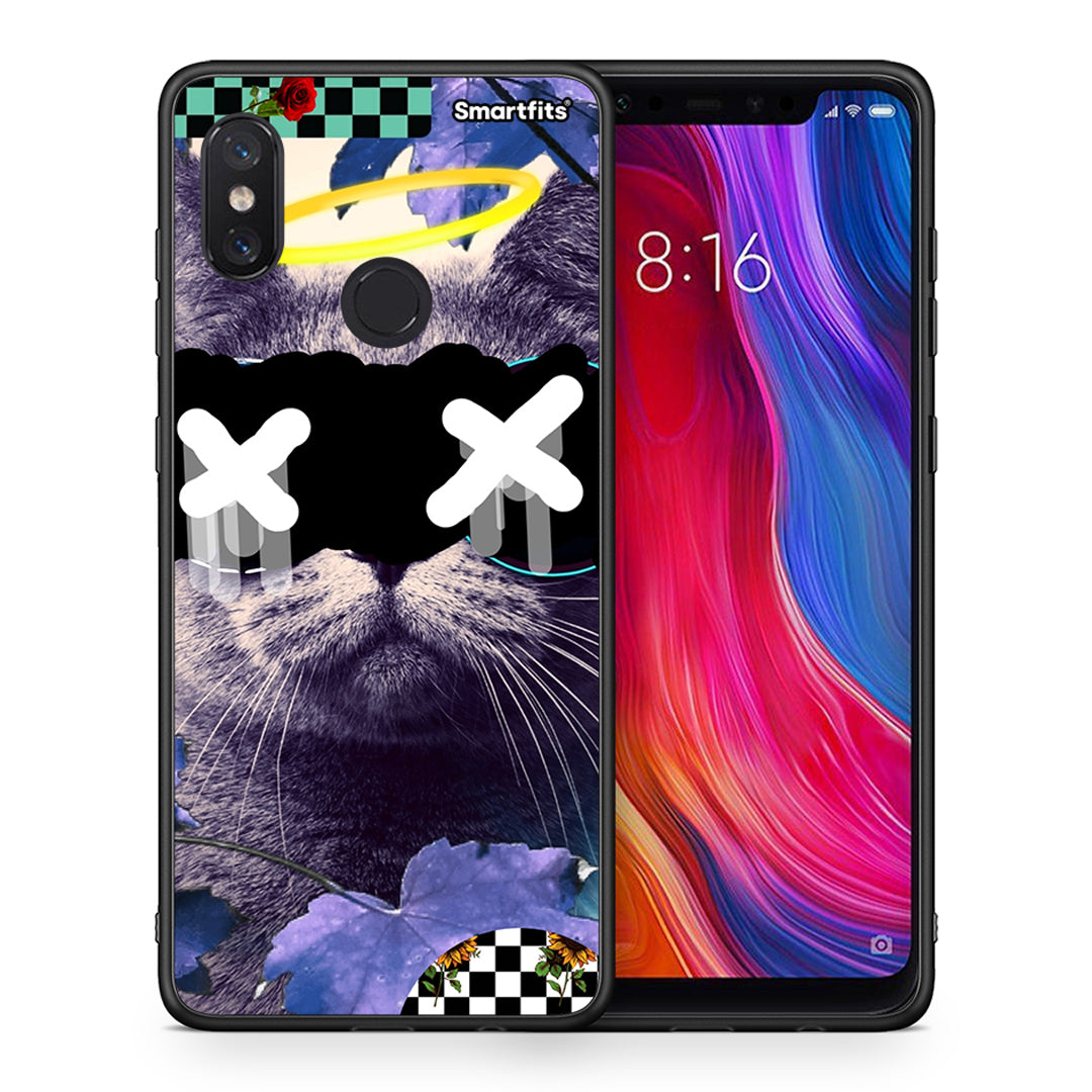 Θήκη Xiaomi Mi 8 Cat Collage από τη Smartfits με σχέδιο στο πίσω μέρος και μαύρο περίβλημα | Xiaomi Mi 8 Cat Collage case with colorful back and black bezels