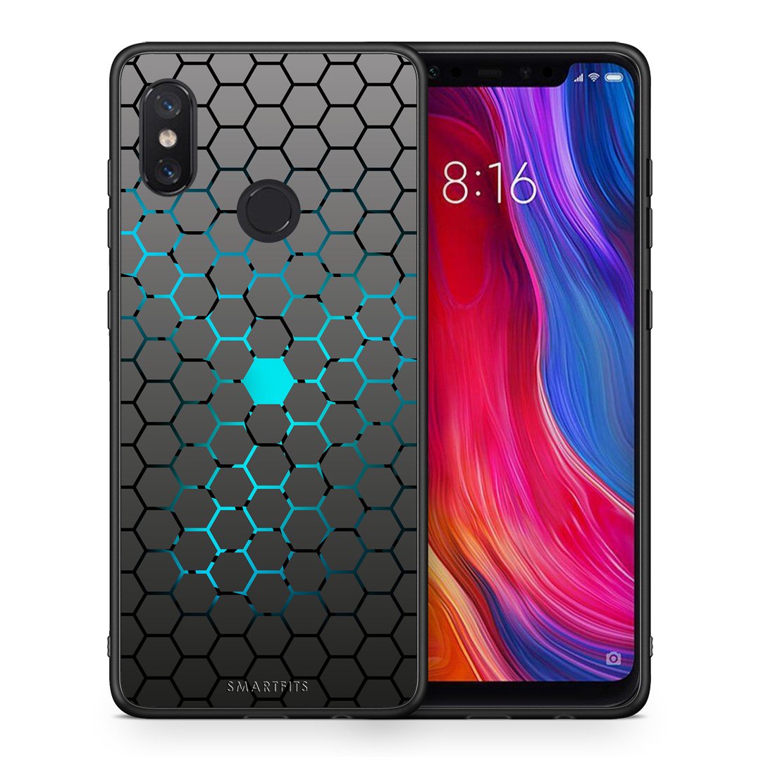Θήκη Xiaomi Mi 8 Hexagonal Geometric από τη Smartfits με σχέδιο στο πίσω μέρος και μαύρο περίβλημα | Xiaomi Mi 8 Hexagonal Geometric case with colorful back and black bezels