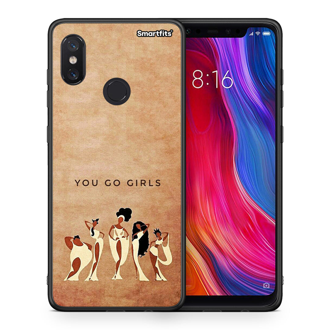 Θήκη Xiaomi Mi 8 You Go Girl από τη Smartfits με σχέδιο στο πίσω μέρος και μαύρο περίβλημα | Xiaomi Mi 8 You Go Girl case with colorful back and black bezels