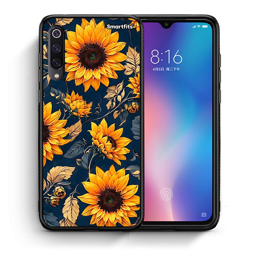 Θήκη Xiaomi Mi 9 Autumn Sunflowers από τη Smartfits με σχέδιο στο πίσω μέρος και μαύρο περίβλημα | Xiaomi Mi 9 Autumn Sunflowers case with colorful back and black bezels