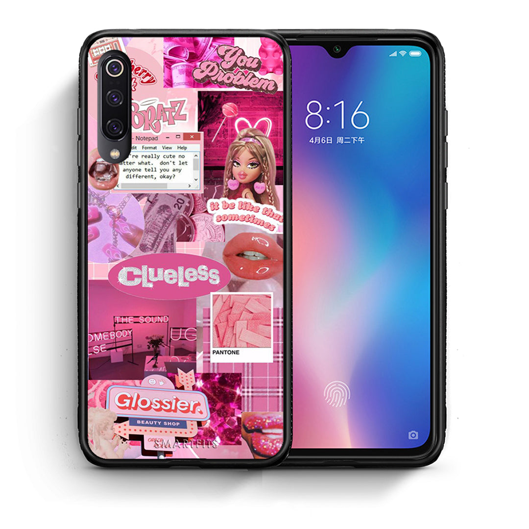 Θήκη Αγίου Βαλεντίνου Xiaomi Mi 9 Pink Love από τη Smartfits με σχέδιο στο πίσω μέρος και μαύρο περίβλημα | Xiaomi Mi 9 Pink Love case with colorful back and black bezels