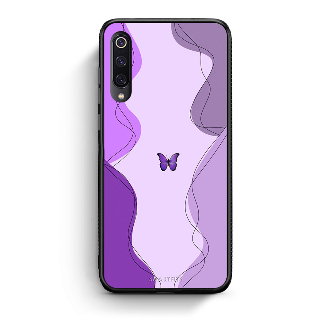 Xiaomi Mi 9 Purple Mariposa Θήκη Αγίου Βαλεντίνου από τη Smartfits με σχέδιο στο πίσω μέρος και μαύρο περίβλημα | Smartphone case with colorful back and black bezels by Smartfits