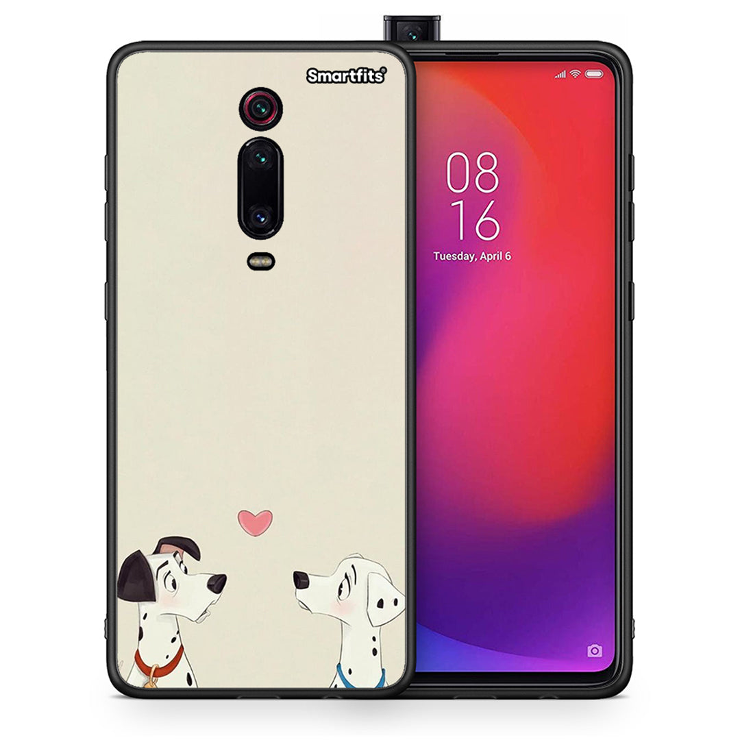 Θήκη Xiaomi Mi 9T Dalmatians Love από τη Smartfits με σχέδιο στο πίσω μέρος και μαύρο περίβλημα | Xiaomi Mi 9T Dalmatians Love case with colorful back and black bezels
