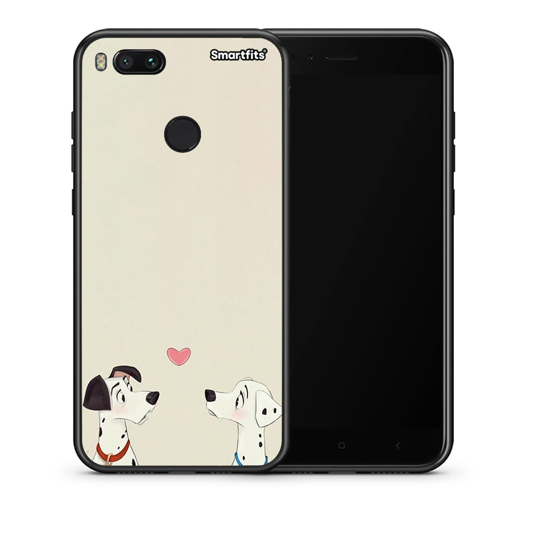 Θήκη Xiaomi Mi A1 Dalmatians Love από τη Smartfits με σχέδιο στο πίσω μέρος και μαύρο περίβλημα | Xiaomi Mi A1 Dalmatians Love case with colorful back and black bezels