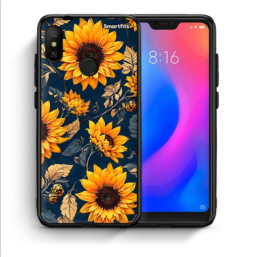 Θήκη Xiaomi Mi A2 Lite Autumn Sunflowers από τη Smartfits με σχέδιο στο πίσω μέρος και μαύρο περίβλημα | Xiaomi Mi A2 Lite Autumn Sunflowers case with colorful back and black bezels