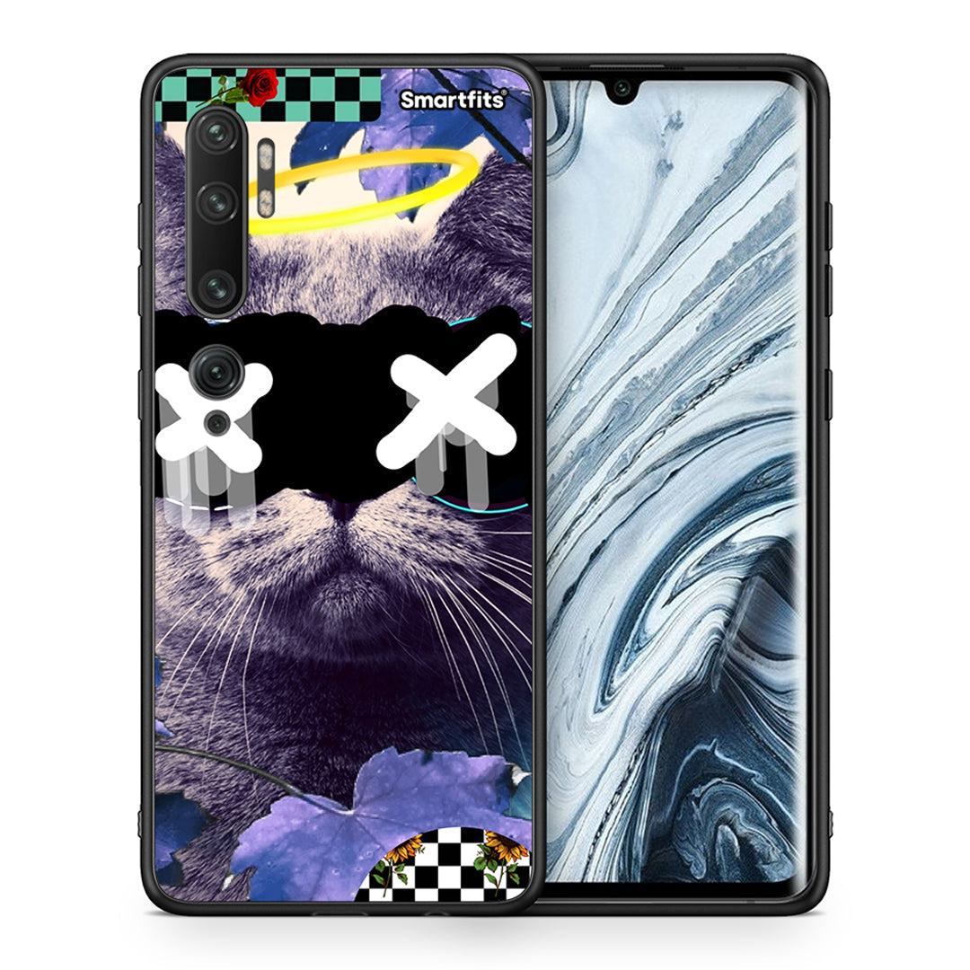 Θήκη Xiaomi Mi Note 10 Pro Cat Collage από τη Smartfits με σχέδιο στο πίσω μέρος και μαύρο περίβλημα | Xiaomi Mi Note 10 Pro Cat Collage case with colorful back and black bezels