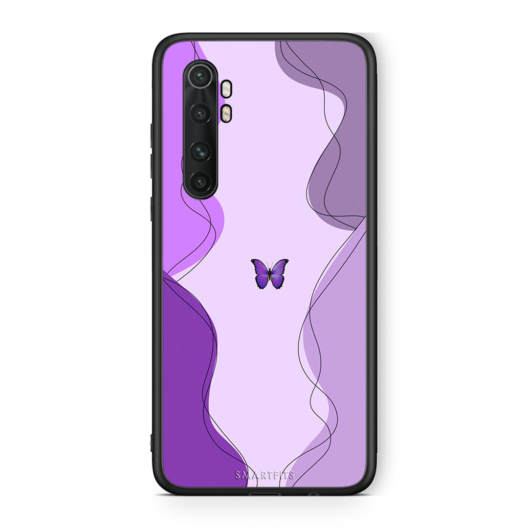 Xiaomi Mi Note 10 Lite Purple Mariposa Θήκη Αγίου Βαλεντίνου από τη Smartfits με σχέδιο στο πίσω μέρος και μαύρο περίβλημα | Smartphone case with colorful back and black bezels by Smartfits