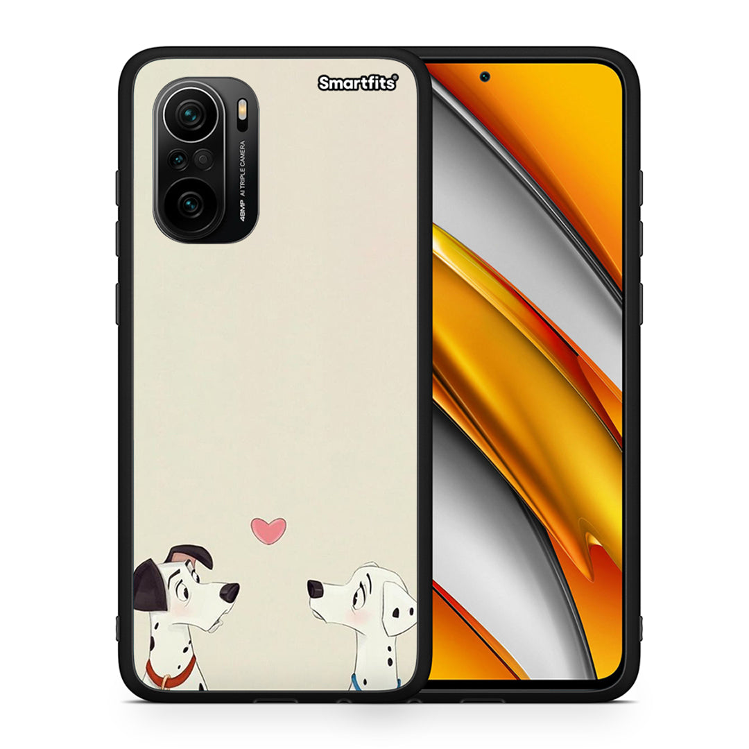 Θήκη Xiaomi Poco F3 Dalmatians Love από τη Smartfits με σχέδιο στο πίσω μέρος και μαύρο περίβλημα | Xiaomi Poco F3 Dalmatians Love case with colorful back and black bezels