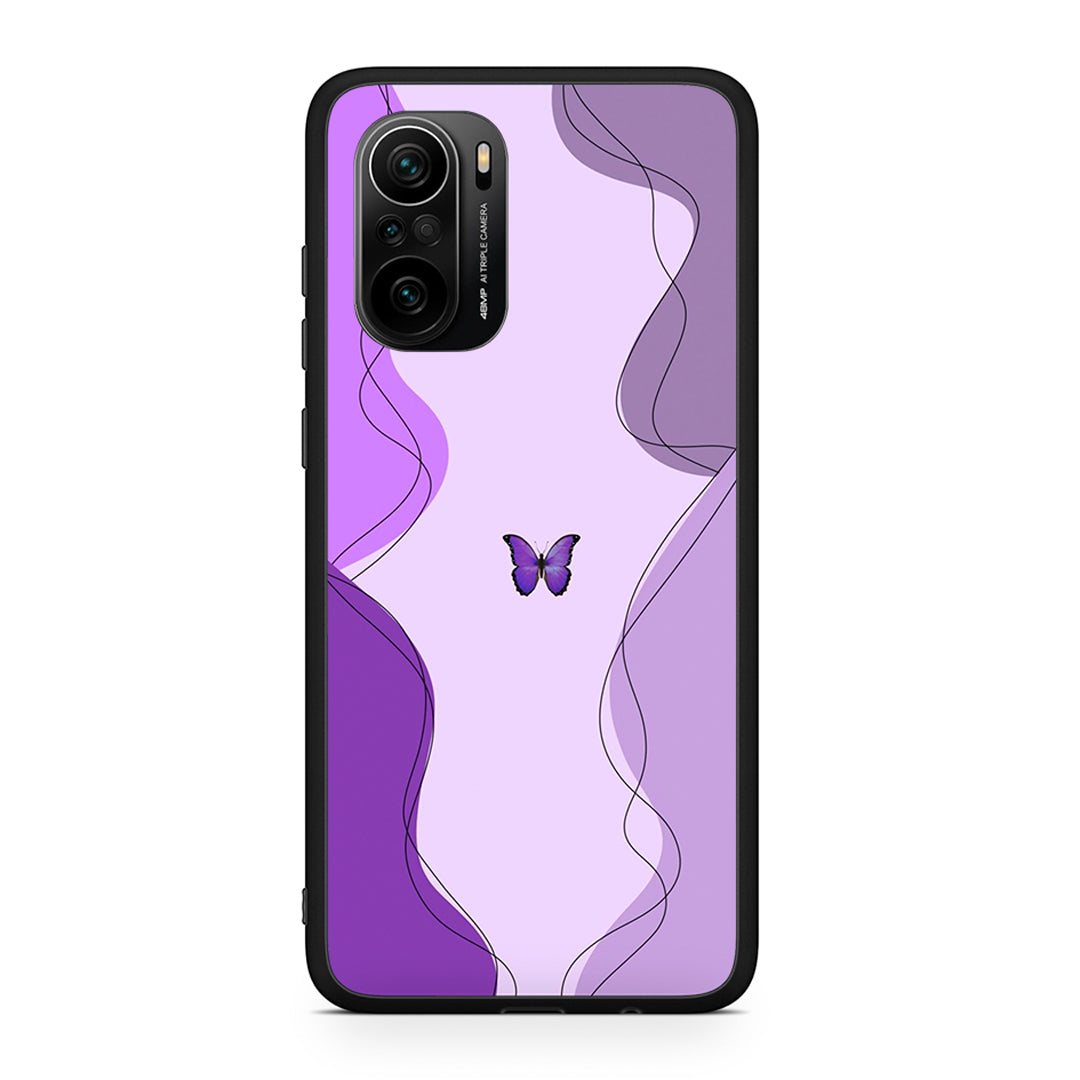 Xiaomi Poco F3 Purple Mariposa Θήκη Αγίου Βαλεντίνου από τη Smartfits με σχέδιο στο πίσω μέρος και μαύρο περίβλημα | Smartphone case with colorful back and black bezels by Smartfits