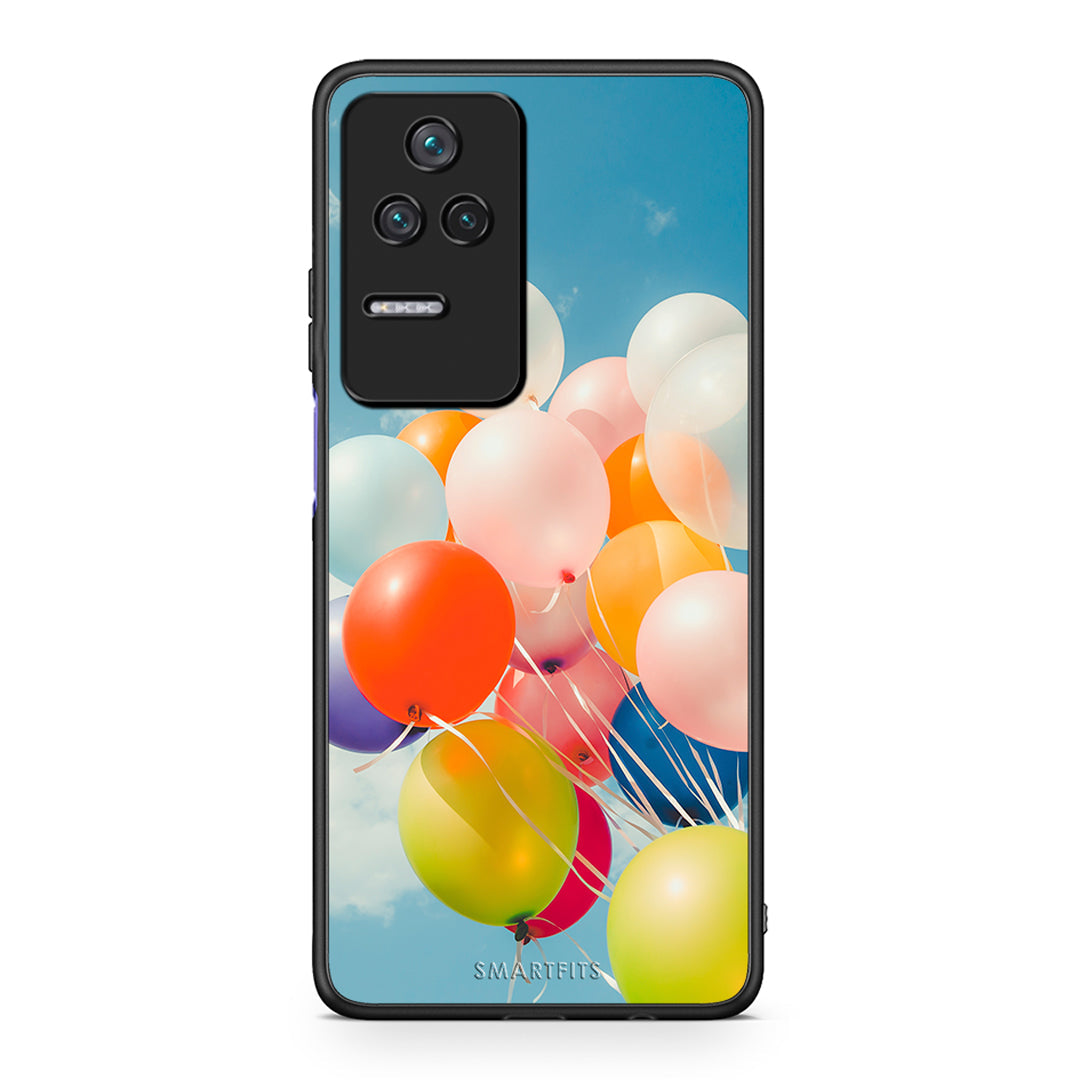 Xiaomi Poco F4 / Redmi K40S Colorful Balloons θήκη από τη Smartfits με σχέδιο στο πίσω μέρος και μαύρο περίβλημα | Smartphone case with colorful back and black bezels by Smartfits