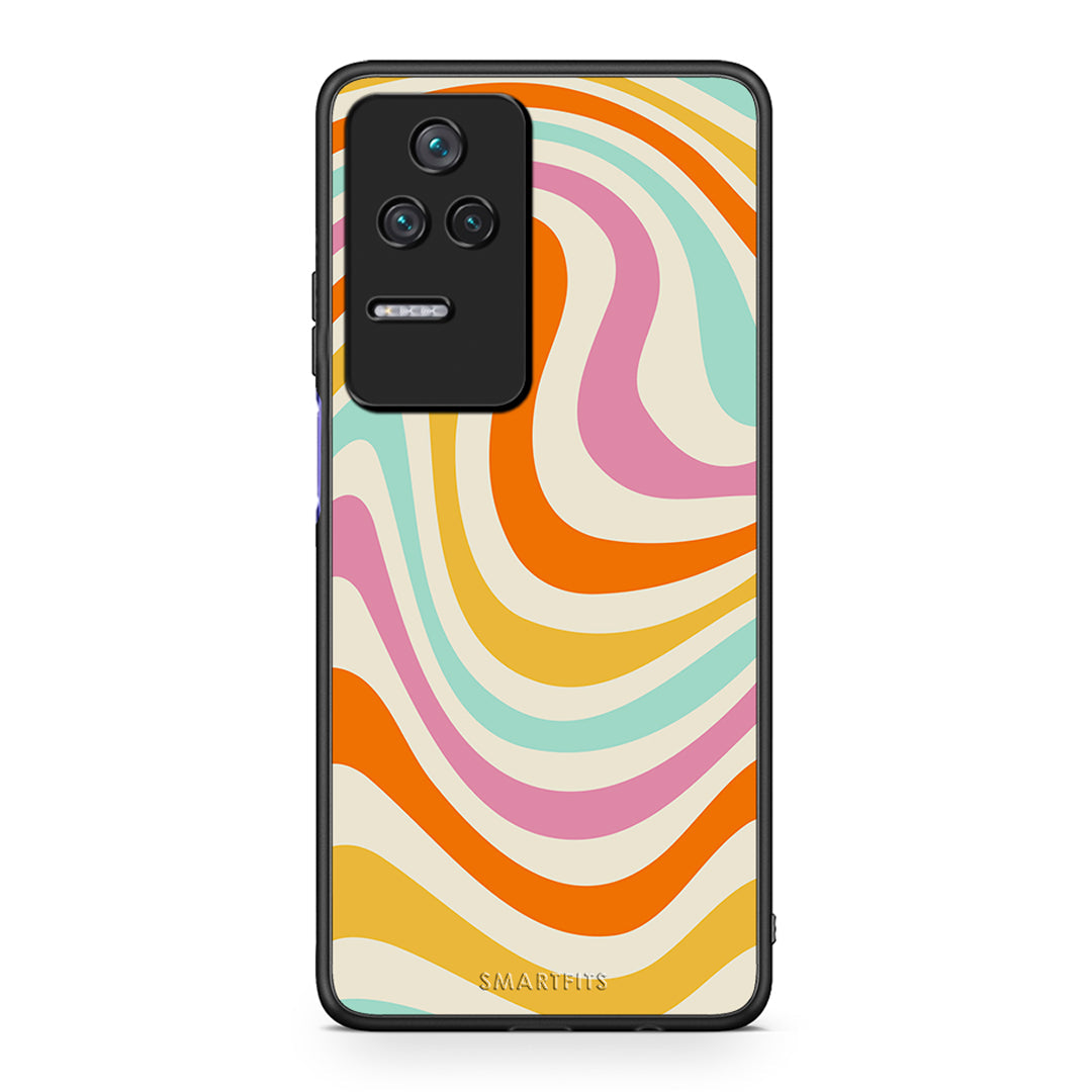 Xiaomi Poco F4 / Redmi K40S Colourful Waves θήκη από τη Smartfits με σχέδιο στο πίσω μέρος και μαύρο περίβλημα | Smartphone case with colorful back and black bezels by Smartfits