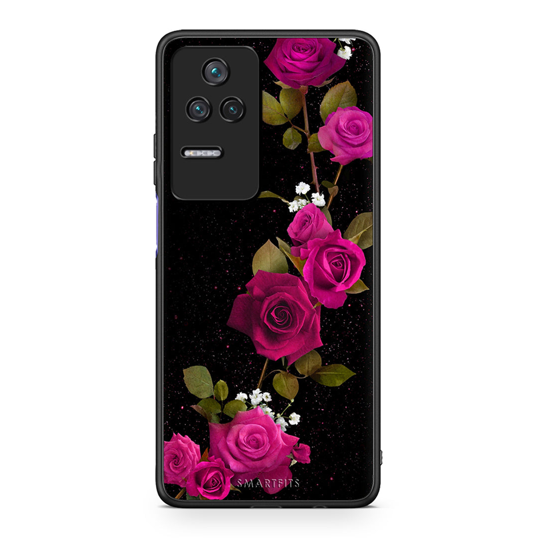 4 - Xiaomi Poco F4 / Redmi K40S Red Roses Flower case, cover, bumper