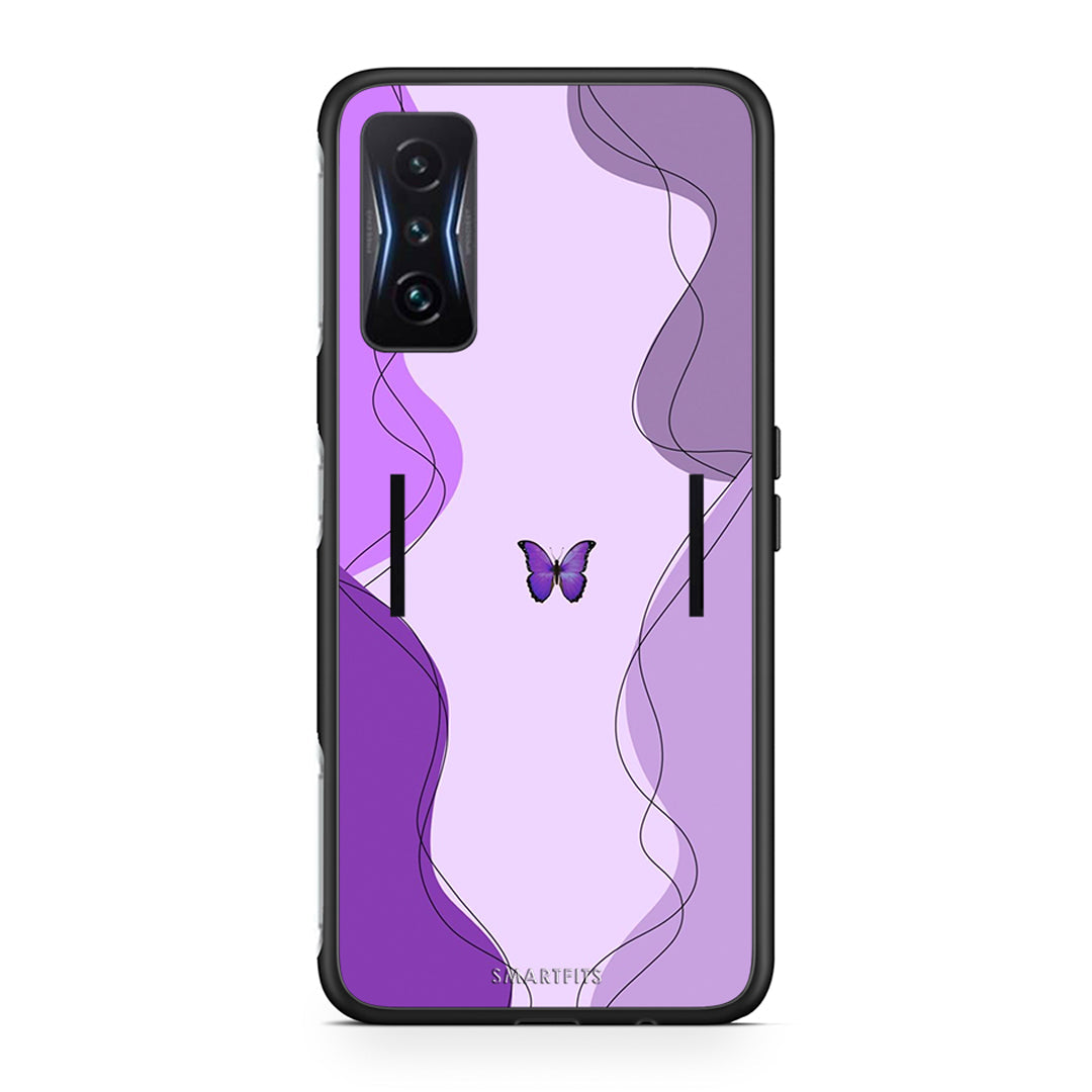 Xiaomi Poco F4 GT Purple Mariposa Θήκη Αγίου Βαλεντίνου από τη Smartfits με σχέδιο στο πίσω μέρος και μαύρο περίβλημα | Smartphone case with colorful back and black bezels by Smartfits