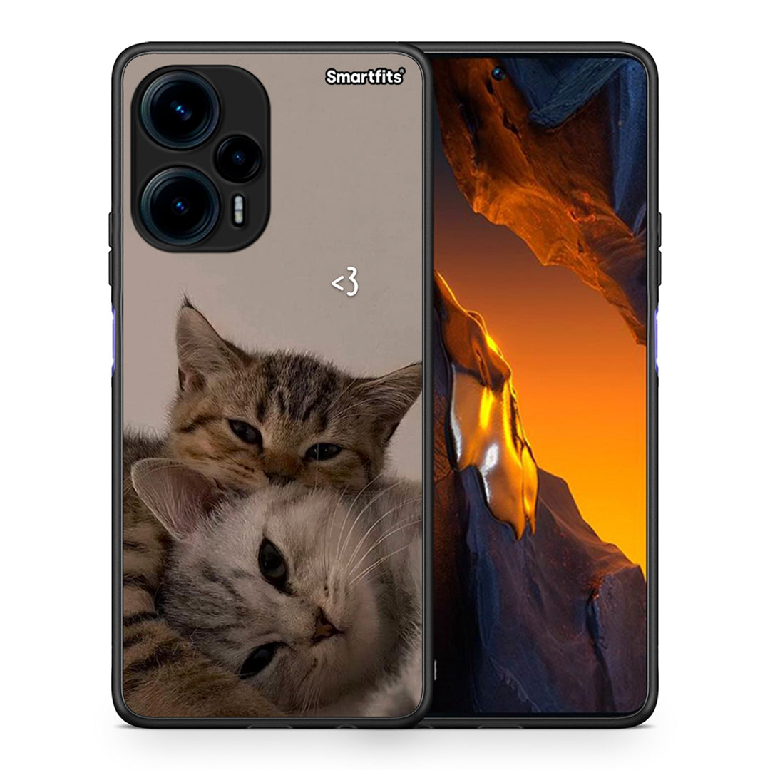 Θήκη Xiaomi Poco F5 5G Cats In Love από τη Smartfits με σχέδιο στο πίσω μέρος και μαύρο περίβλημα | Xiaomi Poco F5 5G Cats In Love Case with Colorful Back and Black Bezels