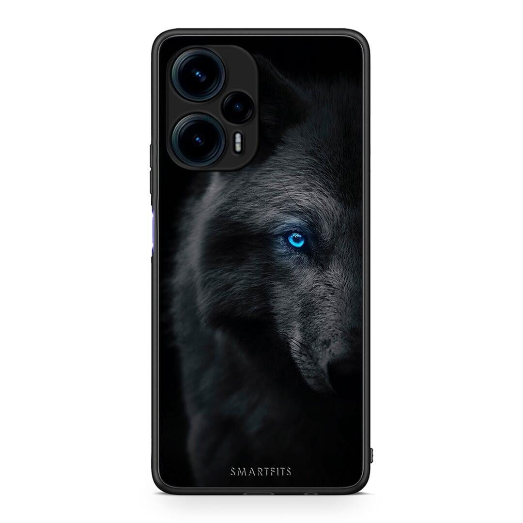 Θήκη Xiaomi Poco F5 5G Dark Wolf από τη Smartfits με σχέδιο στο πίσω μέρος και μαύρο περίβλημα | Xiaomi Poco F5 5G Dark Wolf Case with Colorful Back and Black Bezels