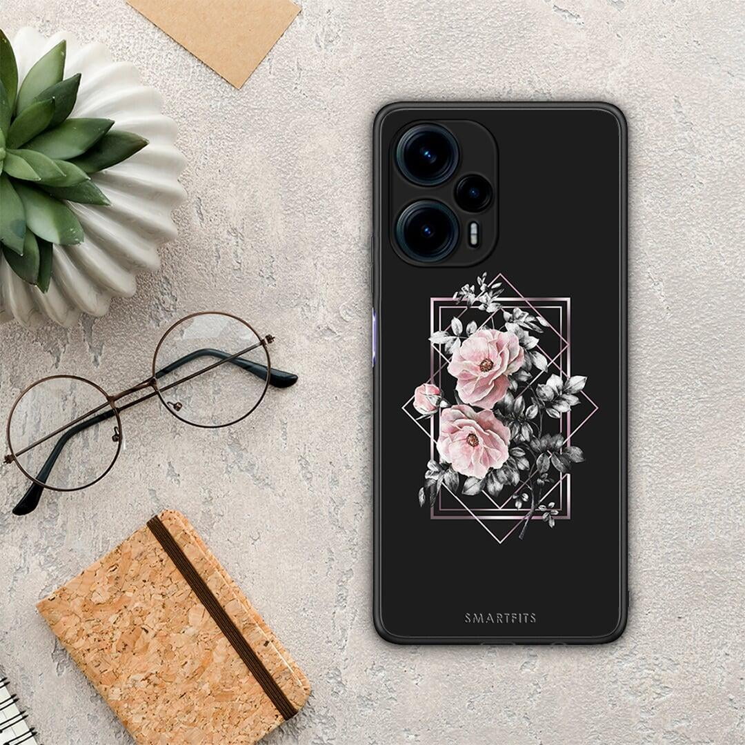 Θήκη Xiaomi Poco F5 5G Flower Frame από τη Smartfits με σχέδιο στο πίσω μέρος και μαύρο περίβλημα | Xiaomi Poco F5 5G Flower Frame Case with Colorful Back and Black Bezels