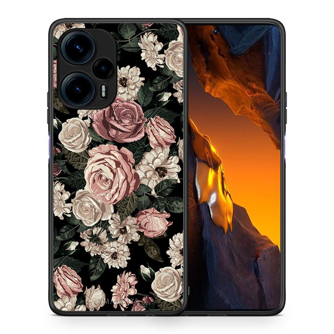 Θήκη Xiaomi Poco F5 5G Flower Wild Roses από τη Smartfits με σχέδιο στο πίσω μέρος και μαύρο περίβλημα | Xiaomi Poco F5 5G Flower Wild Roses Case with Colorful Back and Black Bezels