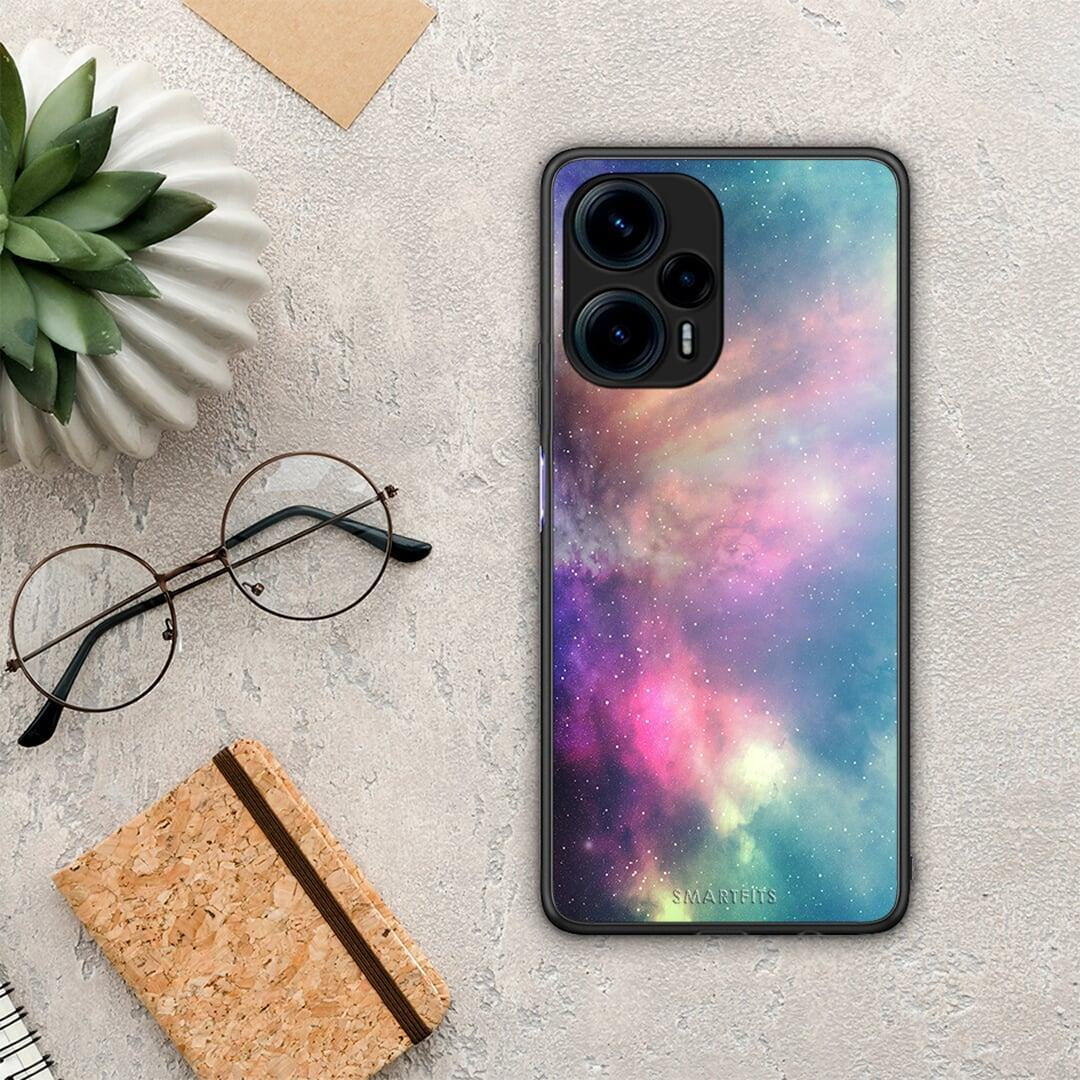 Θήκη Xiaomi Poco F5 5G Galactic Rainbow από τη Smartfits με σχέδιο στο πίσω μέρος και μαύρο περίβλημα | Xiaomi Poco F5 5G Galactic Rainbow Case with Colorful Back and Black Bezels