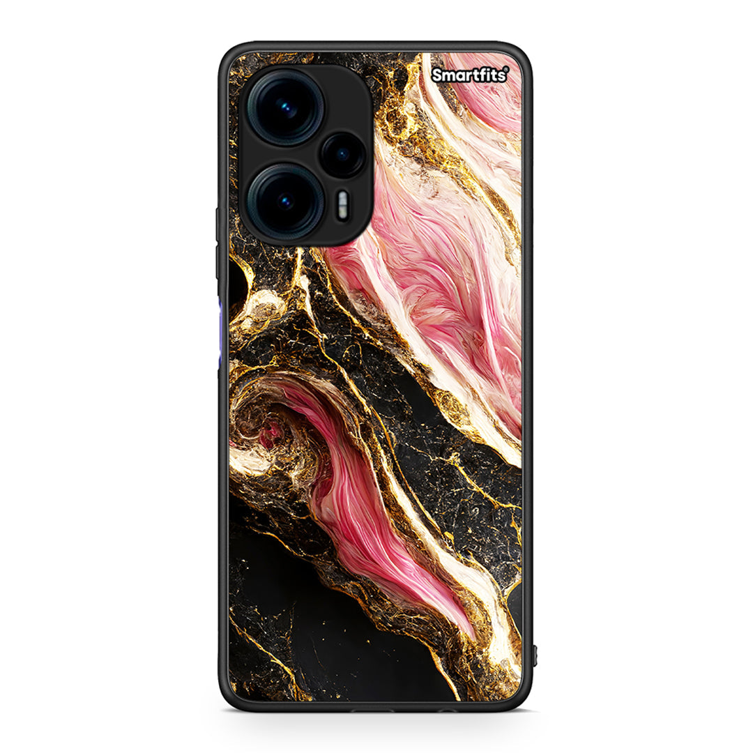 Θήκη Xiaomi Poco F5 5G Glamorous Pink Marble από τη Smartfits με σχέδιο στο πίσω μέρος και μαύρο περίβλημα | Xiaomi Poco F5 5G Glamorous Pink Marble Case with Colorful Back and Black Bezels