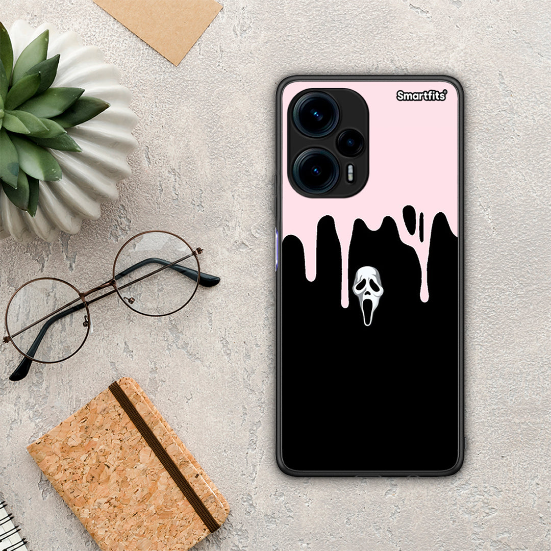 Θήκη Xiaomi Poco F5 5G Melting Halloween Mask από τη Smartfits με σχέδιο στο πίσω μέρος και μαύρο περίβλημα | Xiaomi Poco F5 5G Melting Halloween Mask Case with Colorful Back and Black Bezels