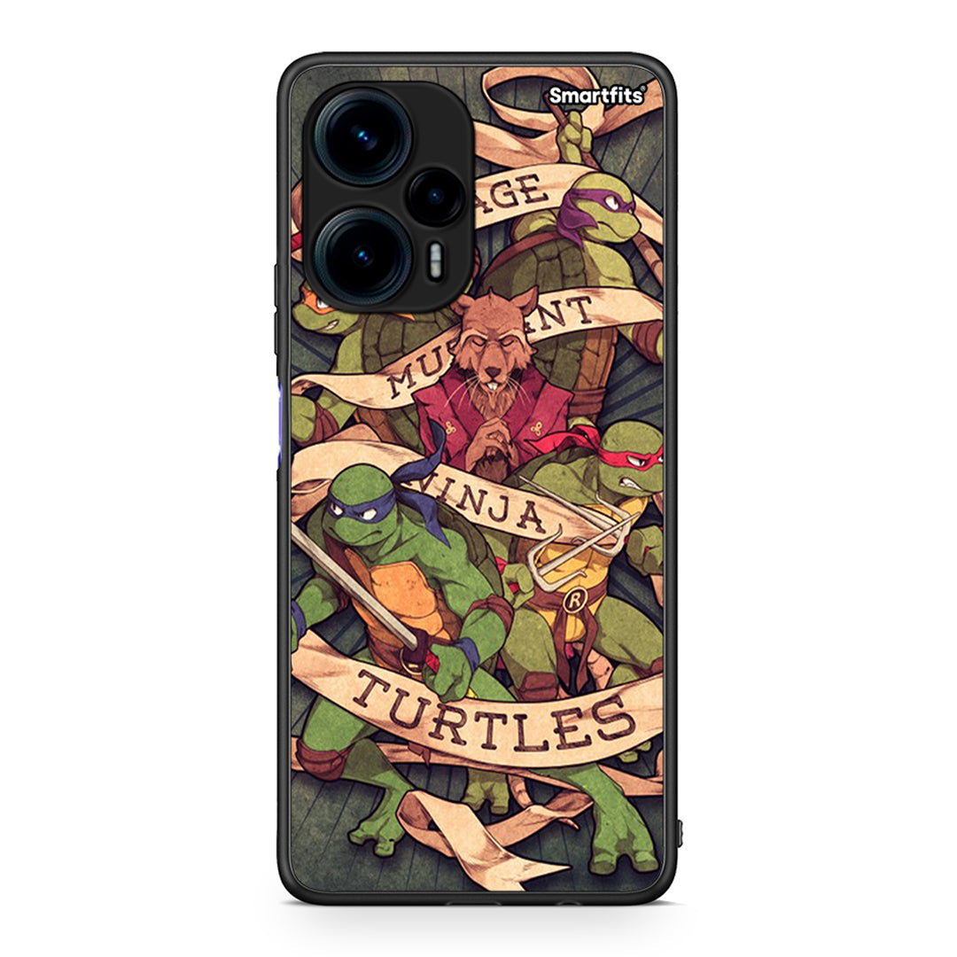 Θήκη Xiaomi Poco F5 5G Ninja Turtles από τη Smartfits με σχέδιο στο πίσω μέρος και μαύρο περίβλημα | Xiaomi Poco F5 5G Ninja Turtles Case with Colorful Back and Black Bezels