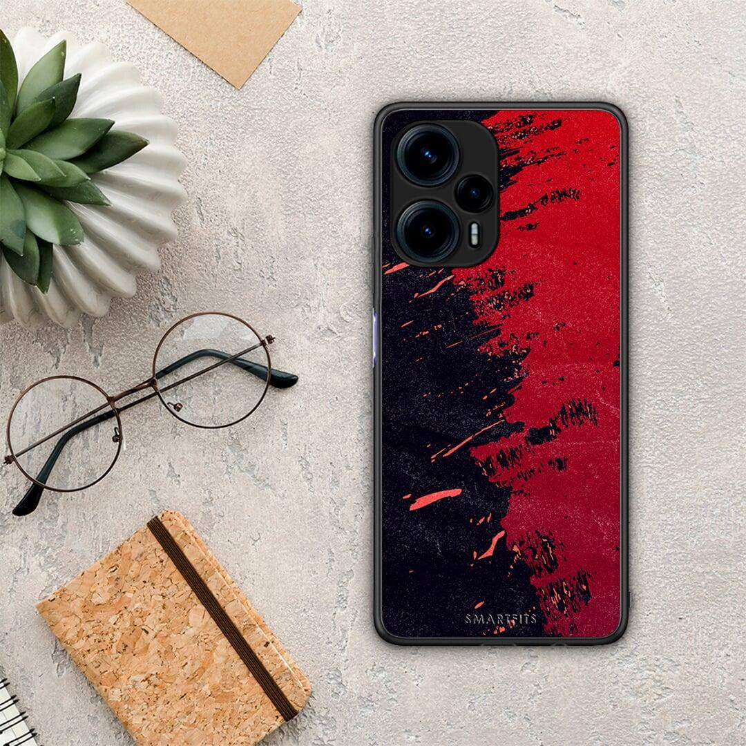 Θήκη Xiaomi Poco F5 5G Red Paint από τη Smartfits με σχέδιο στο πίσω μέρος και μαύρο περίβλημα | Xiaomi Poco F5 5G Red Paint Case with Colorful Back and Black Bezels