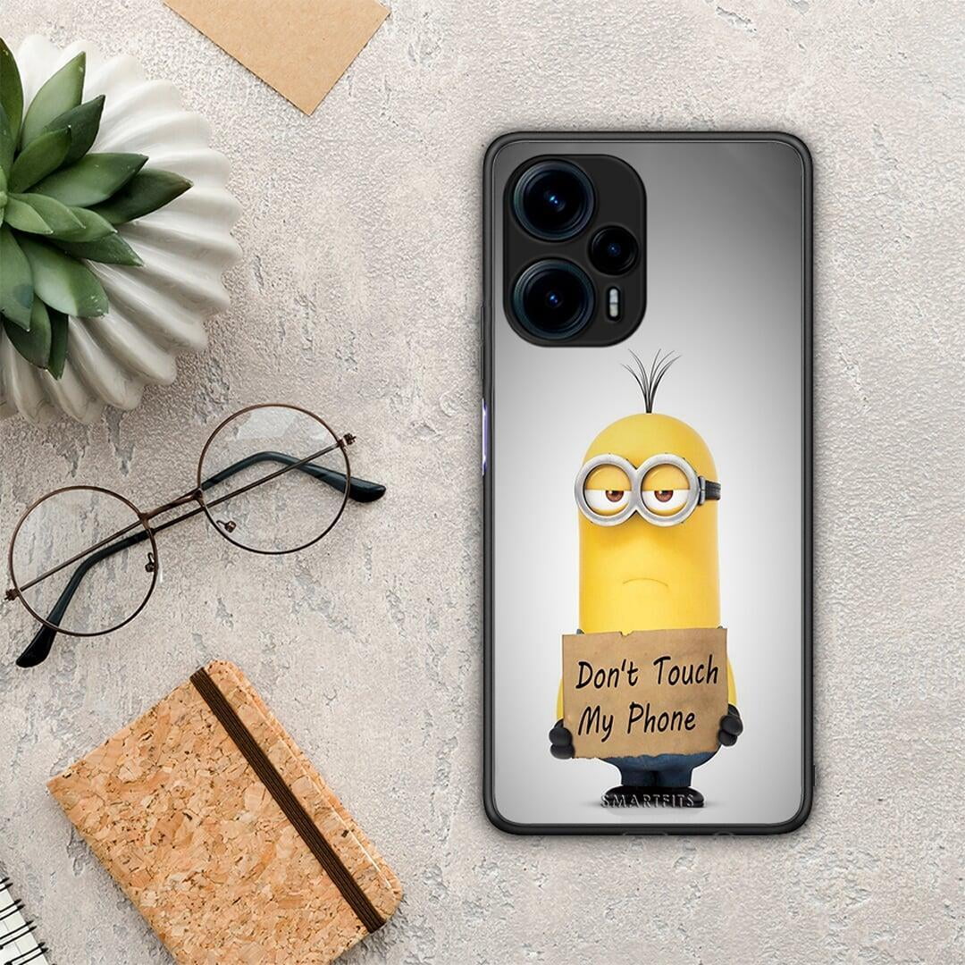 Θήκη Xiaomi Poco F5 5G Text Minion από τη Smartfits με σχέδιο στο πίσω μέρος και μαύρο περίβλημα | Xiaomi Poco F5 5G Text Minion Case with Colorful Back and Black Bezels