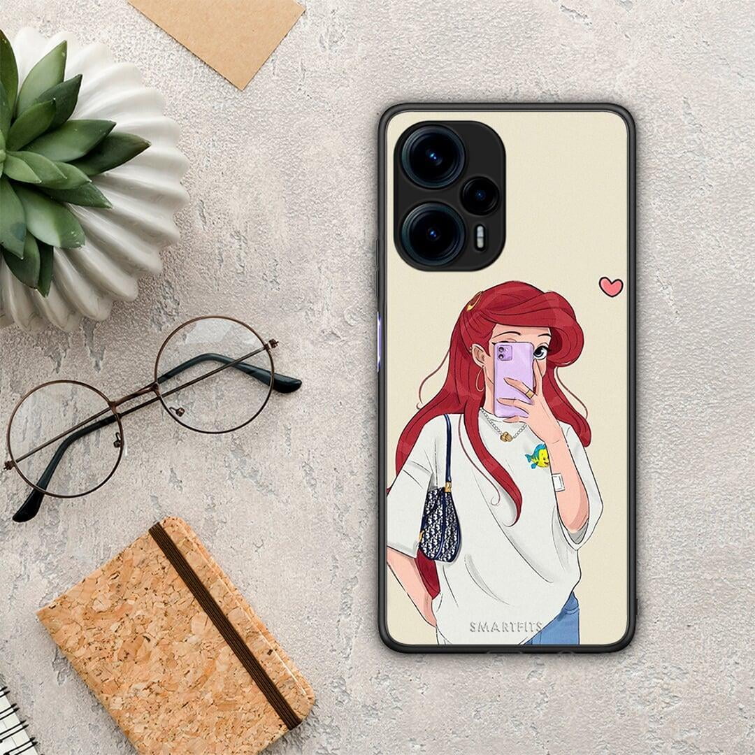 Θήκη Xiaomi Poco F5 5G Walking Mermaid από τη Smartfits με σχέδιο στο πίσω μέρος και μαύρο περίβλημα | Xiaomi Poco F5 5G Walking Mermaid Case with Colorful Back and Black Bezels