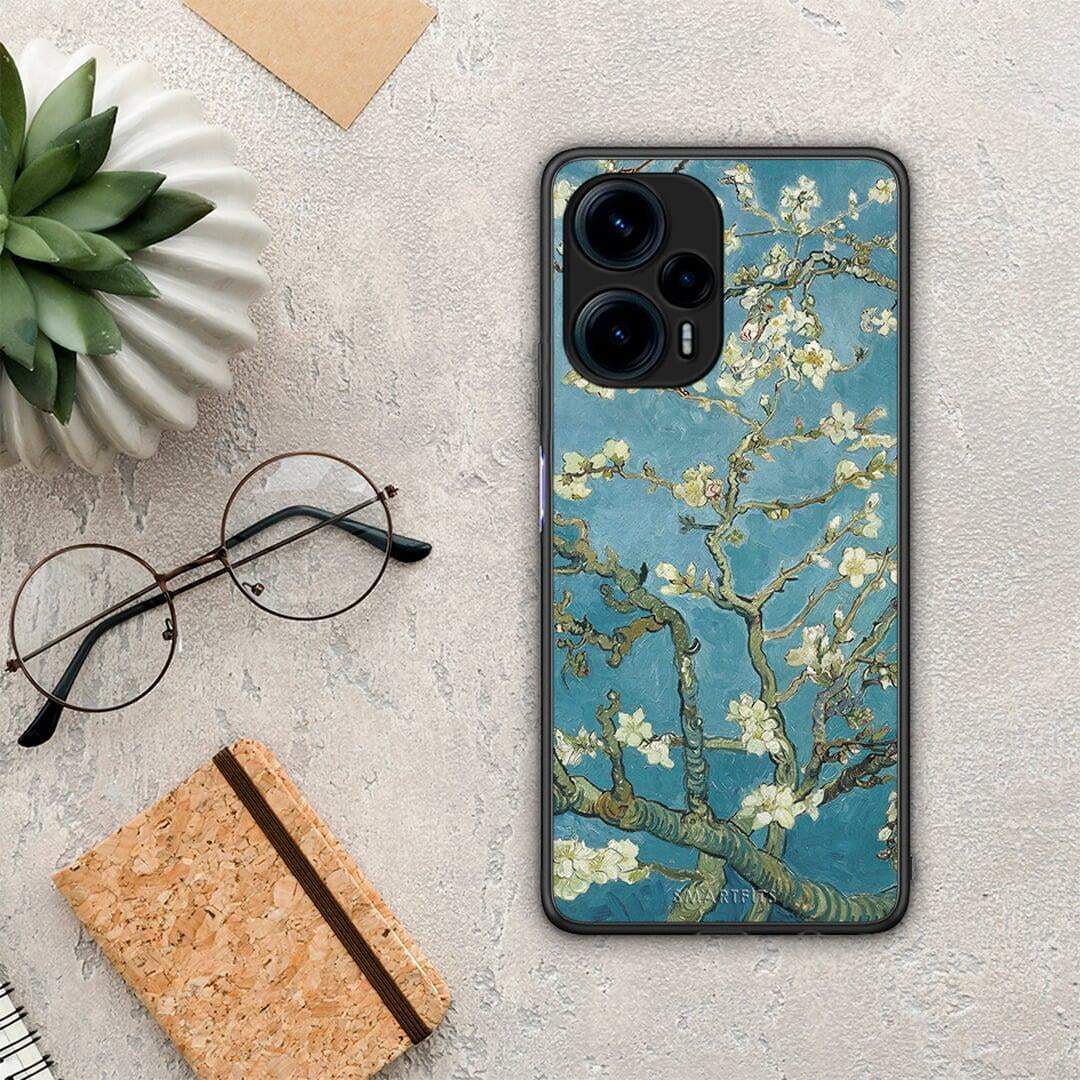 Θήκη Xiaomi Poco F5 5G White Blossoms από τη Smartfits με σχέδιο στο πίσω μέρος και μαύρο περίβλημα | Xiaomi Poco F5 5G White Blossoms Case with Colorful Back and Black Bezels