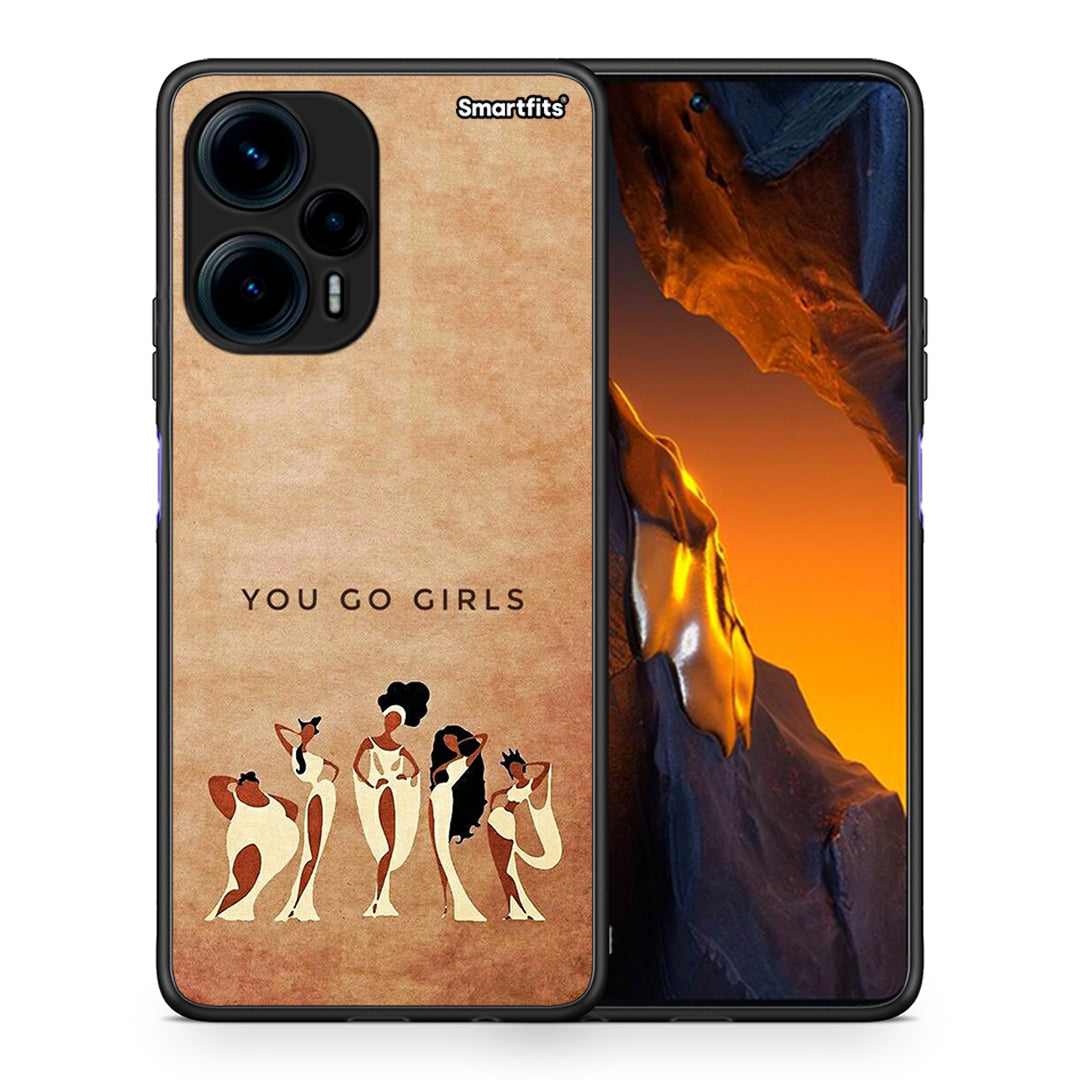 Θήκη Xiaomi Poco F5 5G You Go Girl από τη Smartfits με σχέδιο στο πίσω μέρος και μαύρο περίβλημα | Xiaomi Poco F5 5G You Go Girl Case with Colorful Back and Black Bezels