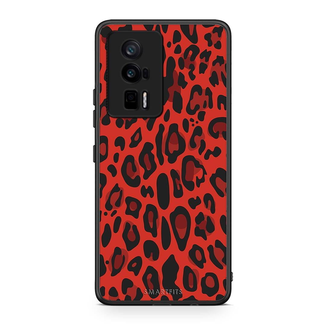 Θήκη Xiaomi Poco F5 Pro / Redmi K60 Pro Animal Red Leopard από τη Smartfits με σχέδιο στο πίσω μέρος και μαύρο περίβλημα | Xiaomi Poco F5 Pro / Redmi K60 Pro Animal Red Leopard Case with Colorful Back and Black Bezels