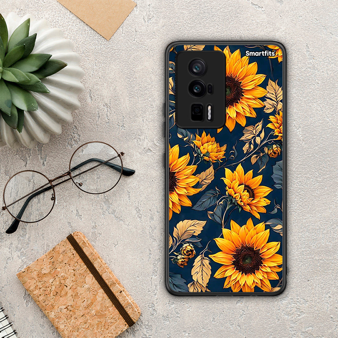 Θήκη Xiaomi Poco F5 Pro / Redmi K60 Pro Autumn Sunflowers από τη Smartfits με σχέδιο στο πίσω μέρος και μαύρο περίβλημα | Xiaomi Poco F5 Pro / Redmi K60 Pro Autumn Sunflowers Case with Colorful Back and Black Bezels
