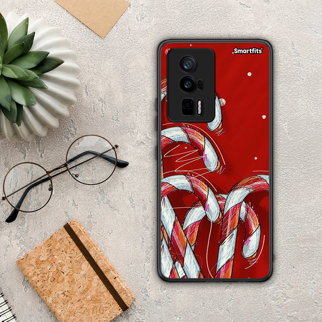 Θήκη Xiaomi Poco F5 Pro / Redmi K60 Pro Candy Cane από τη Smartfits με σχέδιο στο πίσω μέρος και μαύρο περίβλημα | Xiaomi Poco F5 Pro / Redmi K60 Pro Candy Cane Case with Colorful Back and Black Bezels