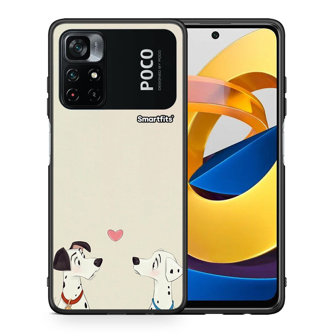 Θήκη Xiaomi Poco M4 Pro 4G Dalmatians Love από τη Smartfits με σχέδιο στο πίσω μέρος και μαύρο περίβλημα | Xiaomi Poco M4 Pro 4G Dalmatians Love case with colorful back and black bezels