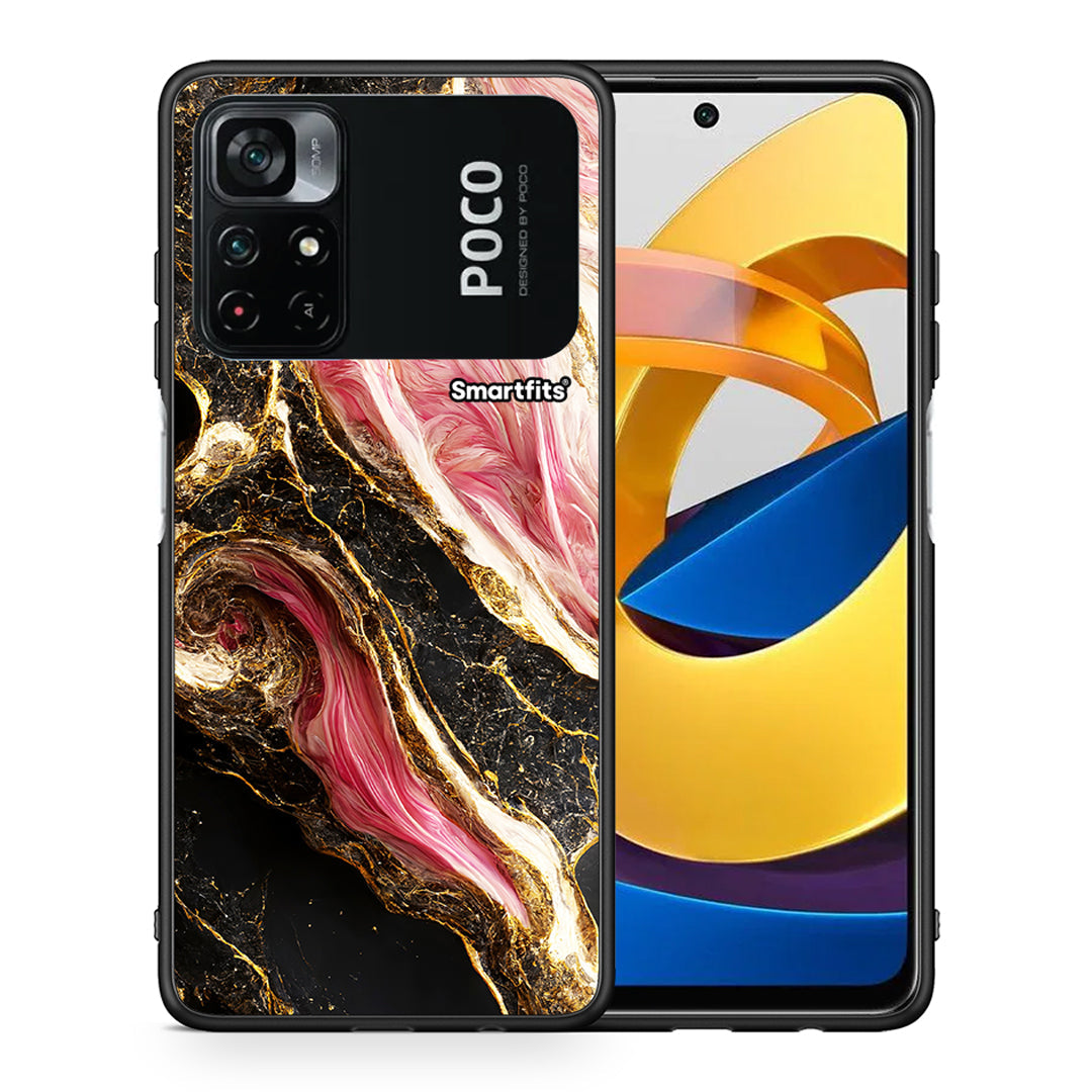 Θήκη Xiaomi Poco M4 Pro 4G Glamorous Pink Marble από τη Smartfits με σχέδιο στο πίσω μέρος και μαύρο περίβλημα | Xiaomi Poco M4 Pro 4G Glamorous Pink Marble case with colorful back and black bezels