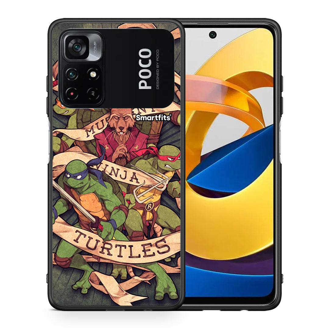 Θήκη Xiaomi Poco M4 Pro 4G Ninja Turtles από τη Smartfits με σχέδιο στο πίσω μέρος και μαύρο περίβλημα | Xiaomi Poco M4 Pro 4G Ninja Turtles case with colorful back and black bezels