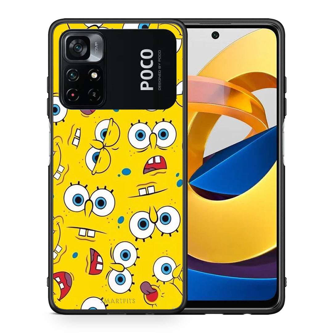 Θήκη Xiaomi Poco M4 Pro 4G Sponge PopArt από τη Smartfits με σχέδιο στο πίσω μέρος και μαύρο περίβλημα | Xiaomi Poco M4 Pro 4G Sponge PopArt case with colorful back and black bezels