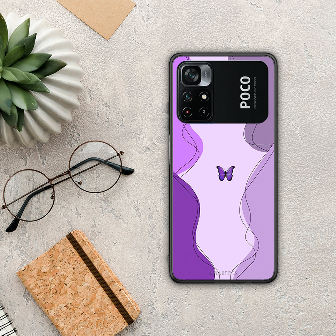 Purple Mariposa - Xiaomi Poco M4 Pro 4G θήκη