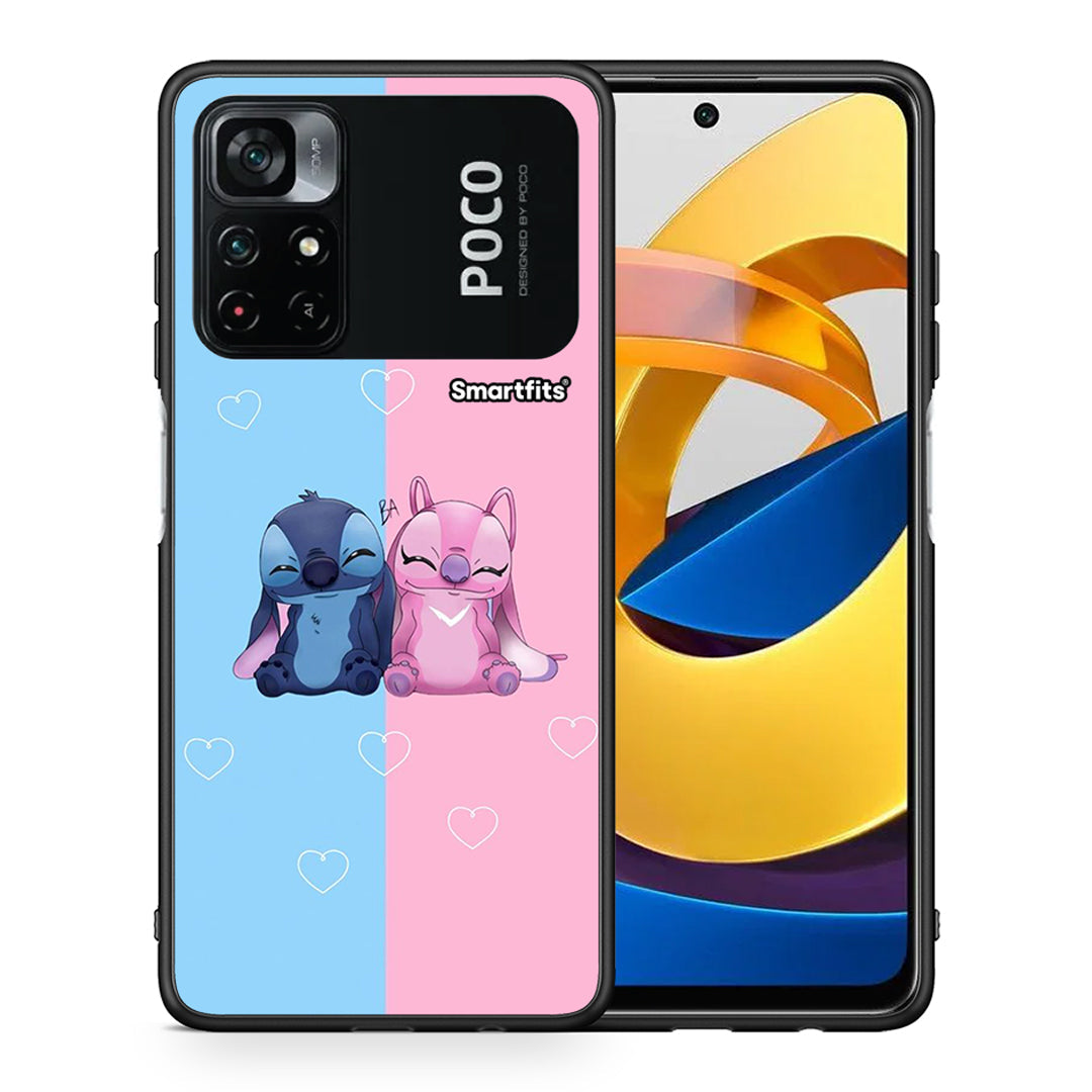 Θήκη Xiaomi Poco M4 Pro 4G Stitch And Angel από τη Smartfits με σχέδιο στο πίσω μέρος και μαύρο περίβλημα | Xiaomi Poco M4 Pro 4G Stitch And Angel case with colorful back and black bezels