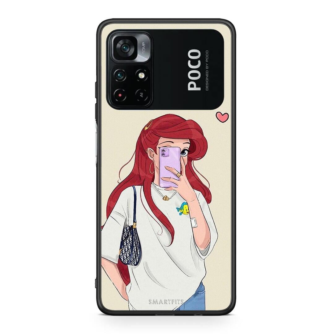 Xiaomi Poco M4 Pro 4G Walking Mermaid Θήκη από τη Smartfits με σχέδιο στο πίσω μέρος και μαύρο περίβλημα | Smartphone case with colorful back and black bezels by Smartfits